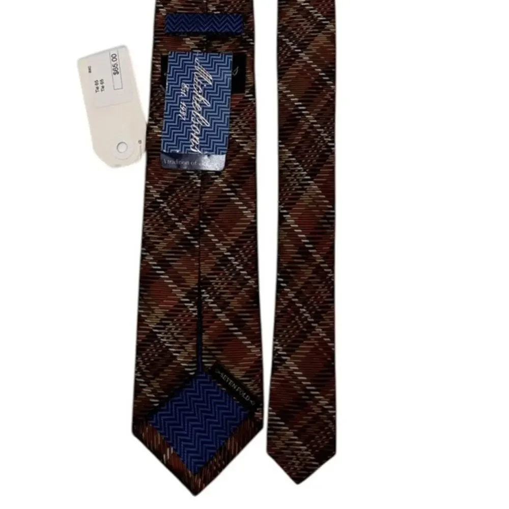 MICHELSONS Est. 1937 Brown Silk Work Attire Busness Tie